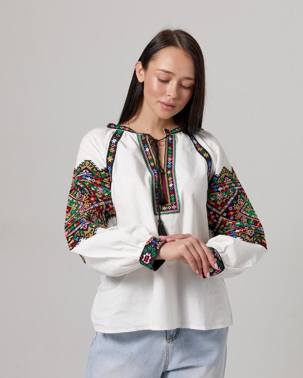 Вышиванка женская ESQ 5919 с орнаментом и этно-вышивкой на рукавах M - фото 3 Вышиванка женская ESQ 5919 с орнаментом и этно-вышивкой на рукавах M - фото 3