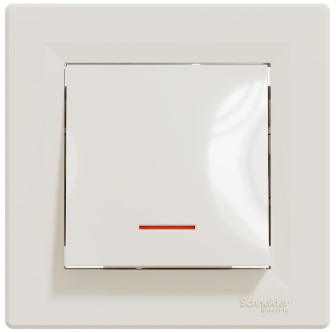 Выключатель одноклавишный с подсветкой Schneider Electric Asfora с рамкой Кремовый (00000003066) Выключатель одноклавишный с подсветкой Schneider Electric Asfora с рамкой Кремовый (00000003066)