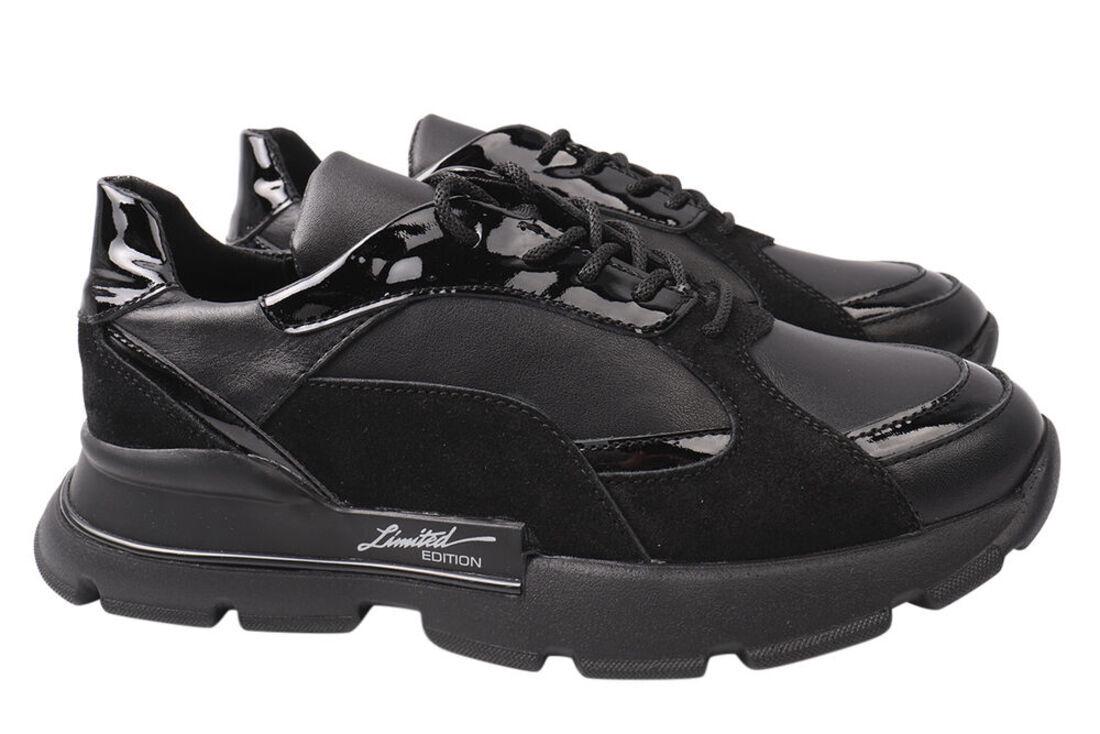 Кроссовки женские Secret из кожи на низком ходу на шнуровке р. 37 Черный (10-21DTS)