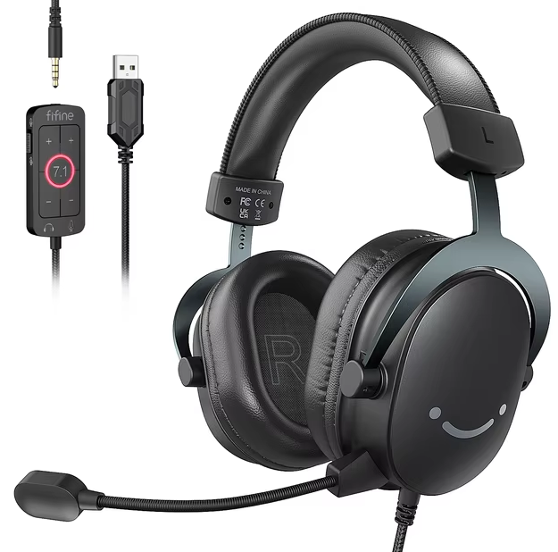 Наушники игровые с микрофоном FIFINE H9 USB с 7.1 и 3,5 мм для ПК/Mac/PS4 и PS5 (2527117204)