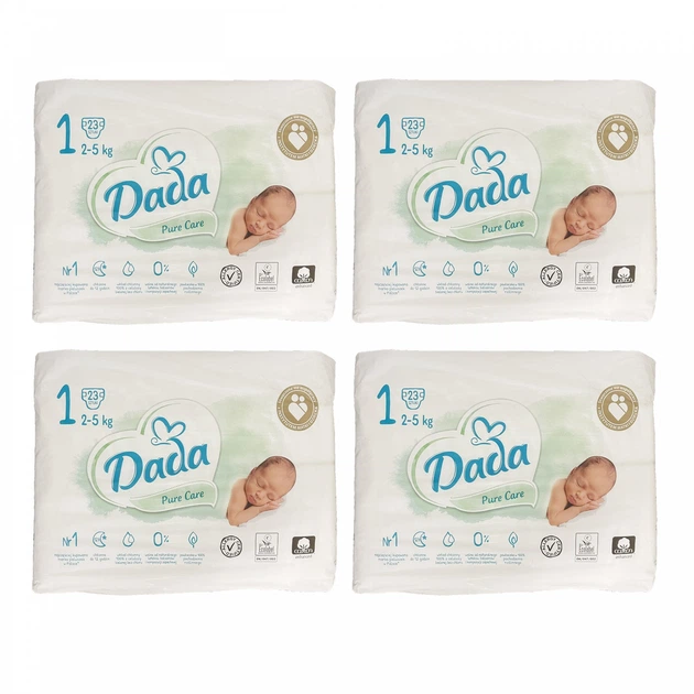 Подгузники детские Dada Pure Care 1 2-5 кг 92 шт. (72678319)