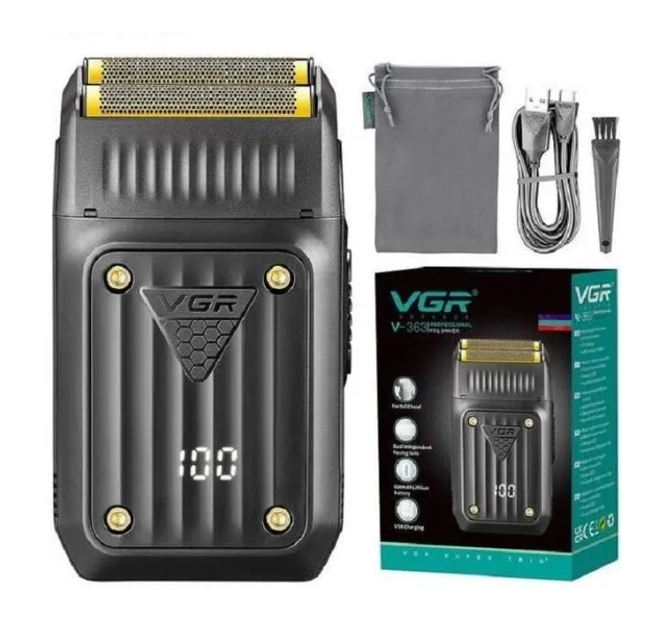 Електробритва VGR V-363 акумуляторна з індикатором Чорний (GR-04646)