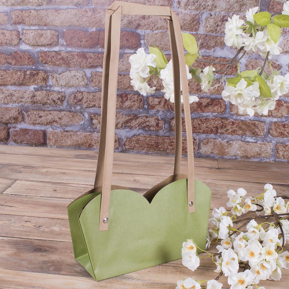 Пакет под цветы двойной с квадратной ручкой Салатовый (1544-6)