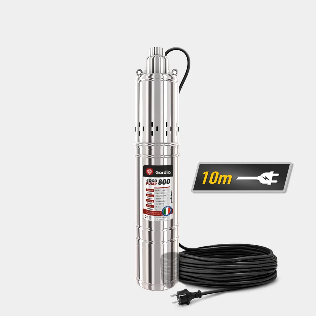Насос скважинный шнековый Gardia 4QGD 600W/800W/1000W кабель 10 м - фото 2