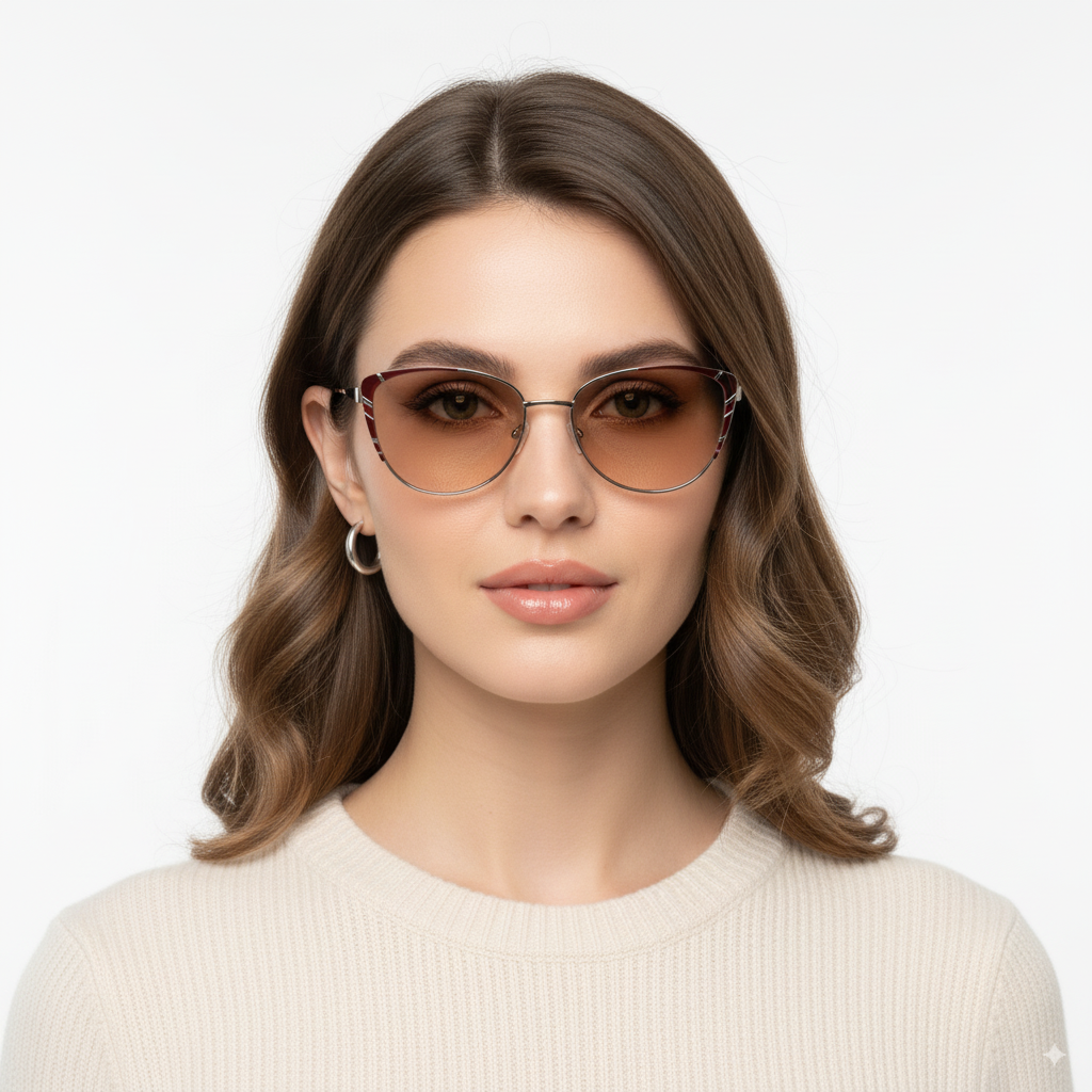 Окуляри жіночі фотохромні в металевій оправі зі скляними лінзами +1.25 Червоний (519)