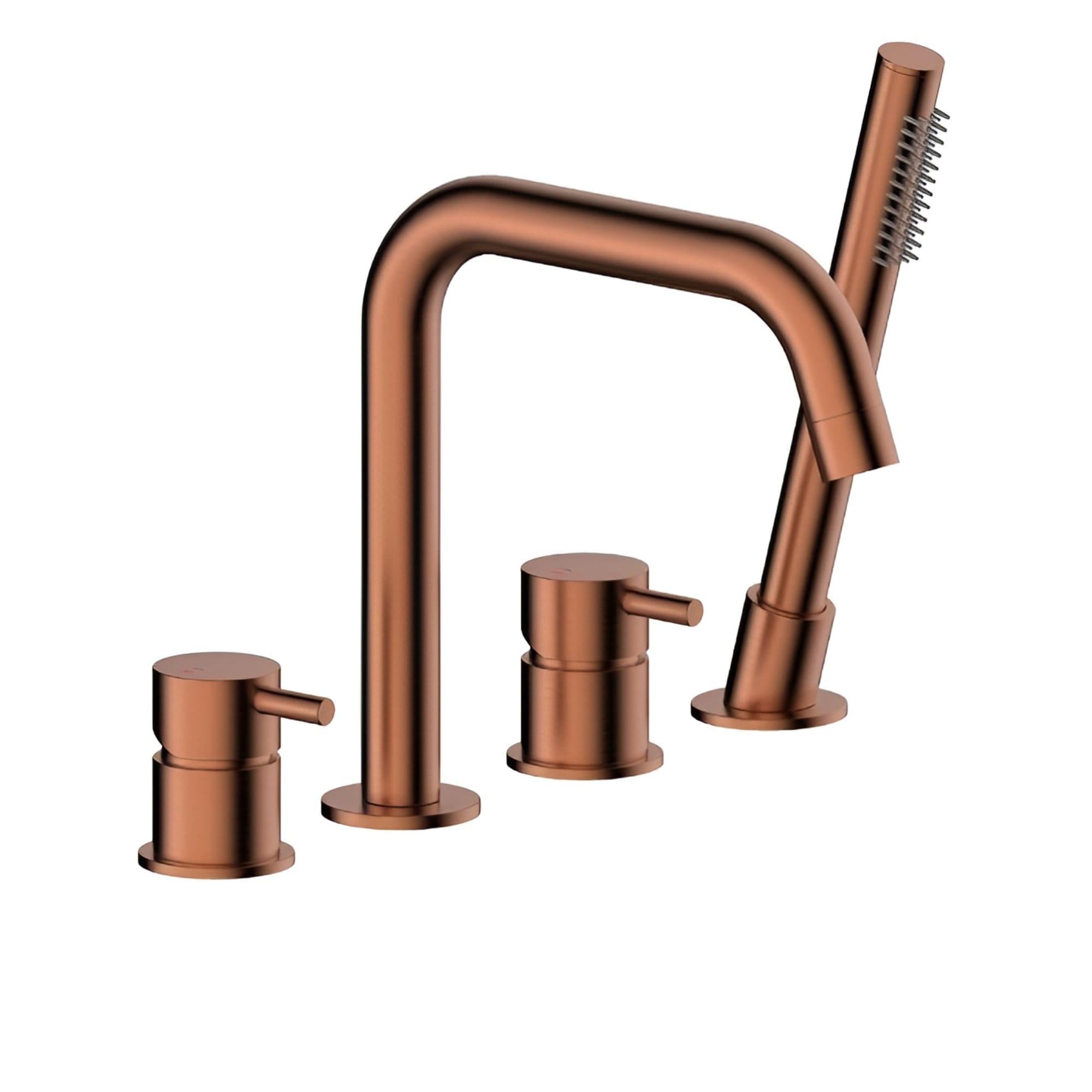 Смеситель для ванны KFA Armatura Moza двухрычажный с ручной лейкой Бронзовый (5035-210-34)