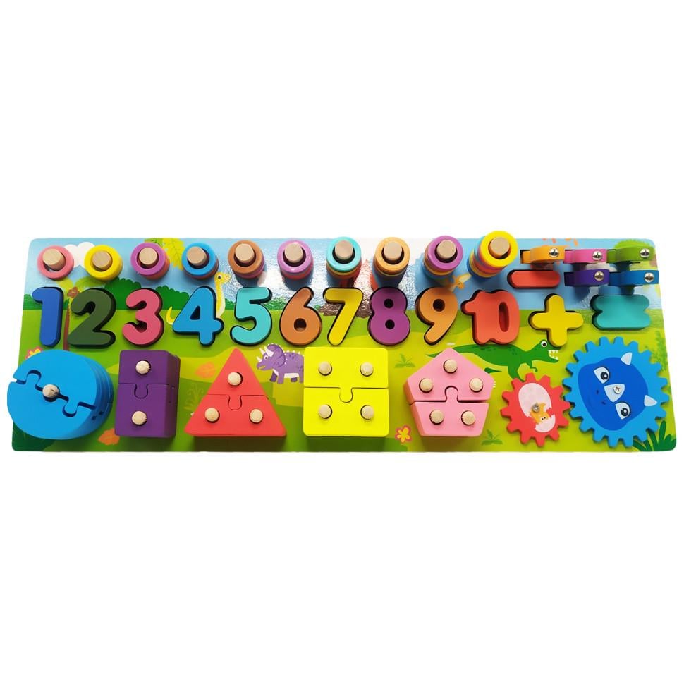 Деревянный сортер Bambi Математика 46х15,5 см логический/геометрический/магнитная рыбалка (ID-180-D-388)