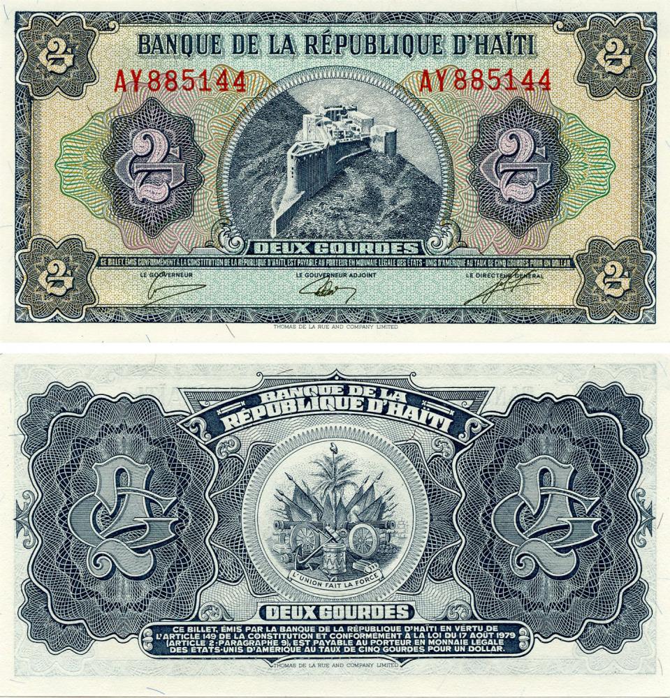 Коллекционная банкнота Гаити 2 гурда 1979 UNC P245A (Б16380)