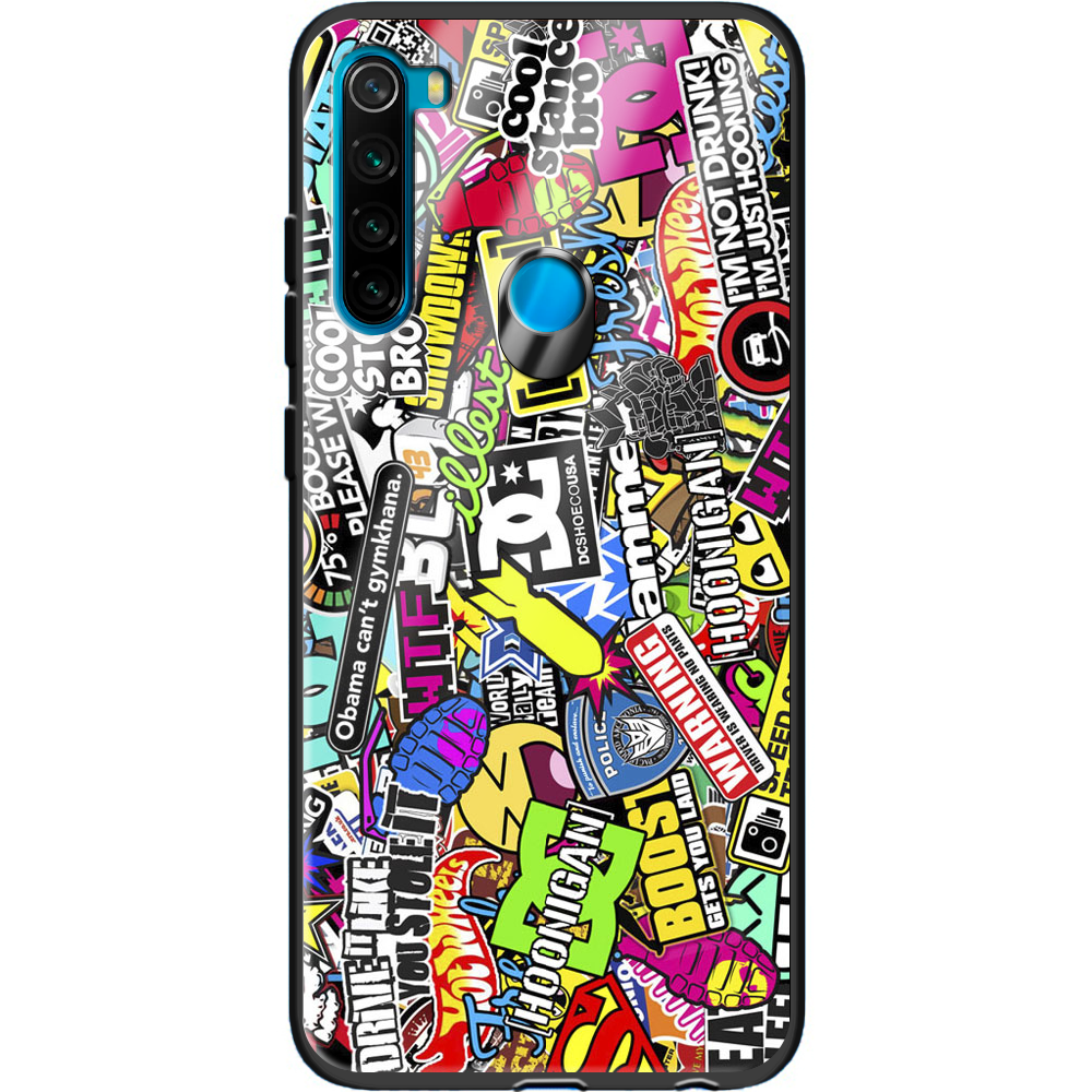 Чохол Boxface Xiaomi Redmi Note 8 Multicolored Inscriptions Чорний силікон зі склом (38214-up880-38351)