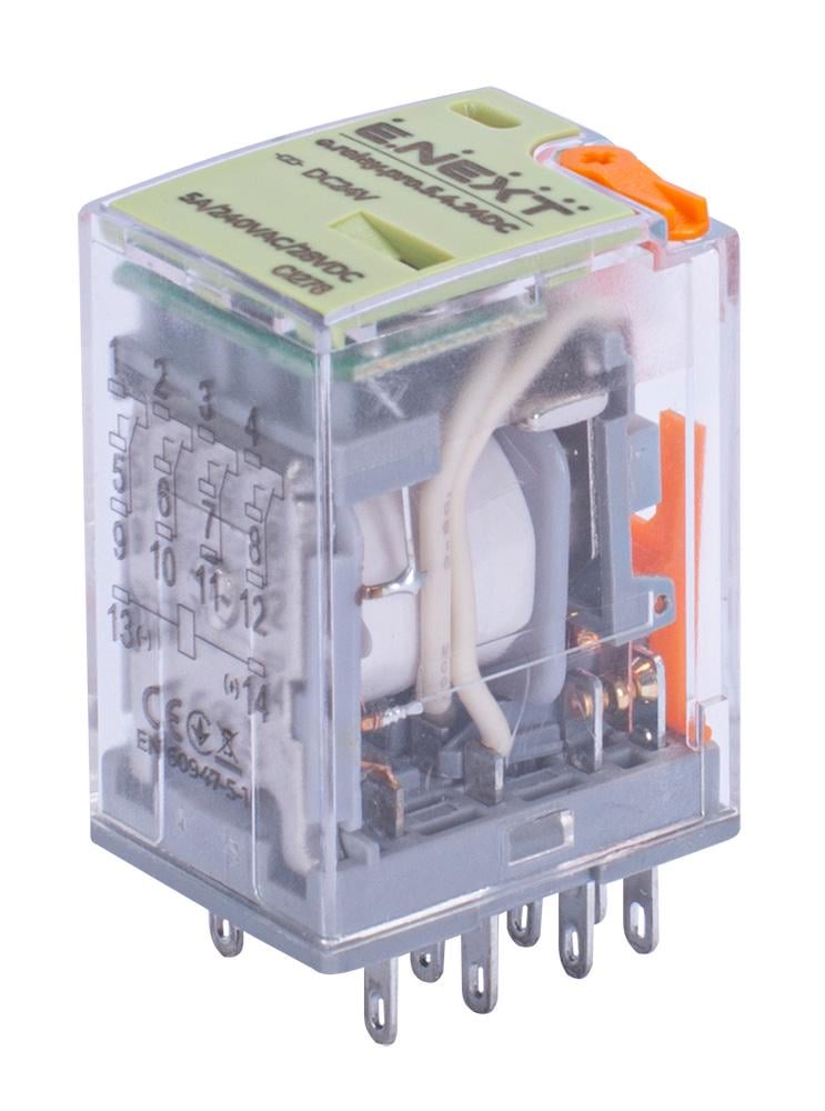 Реле проміжне E.NEXT e.relay.pro.5.4.24DC 5А 4к 24V DC (p091008)