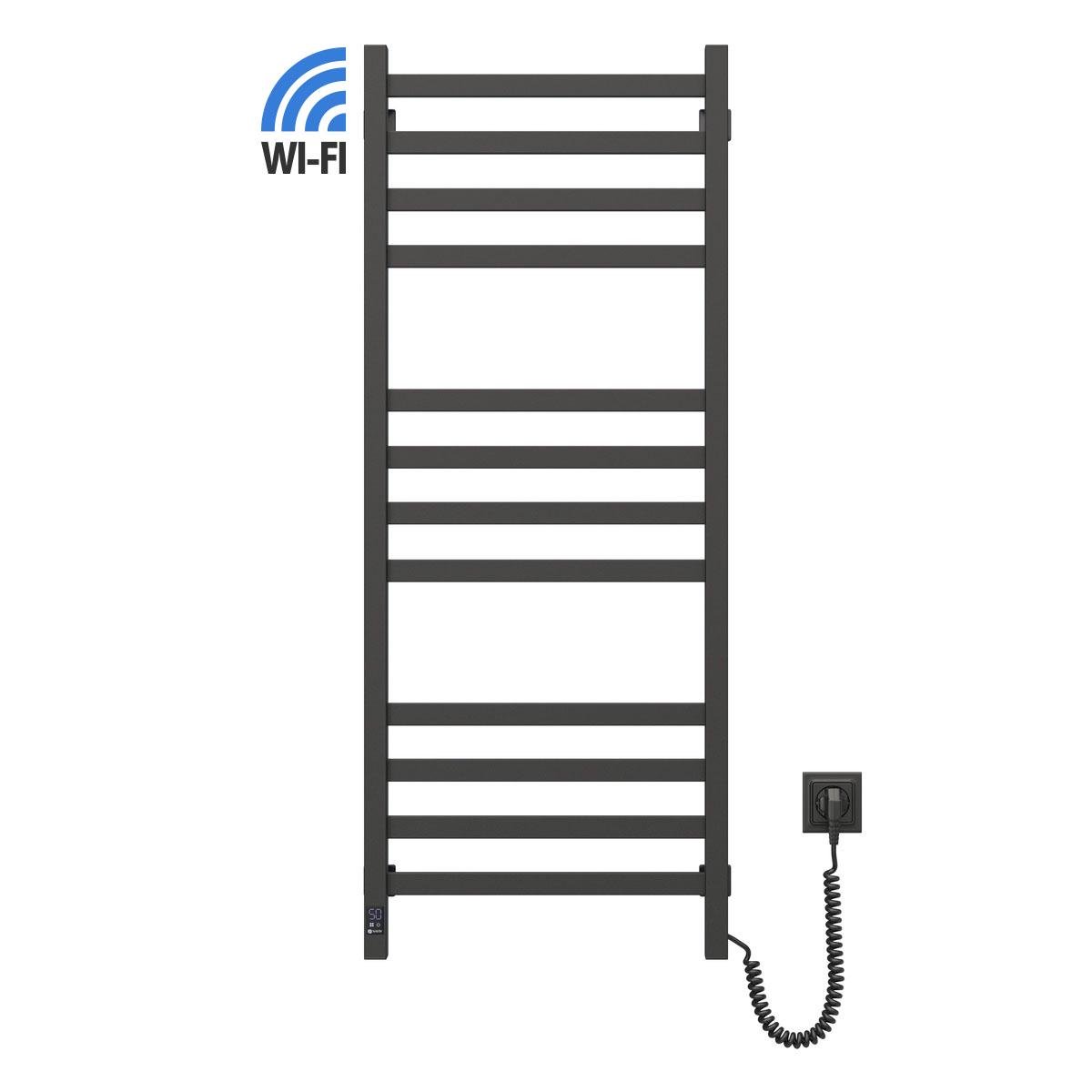 Полотенцесушитель электрический NAVIN Авангард Sensor с Wi-Fi правосторонний с таймером 480х1200 мм Черный муар (H12-228055-4812)