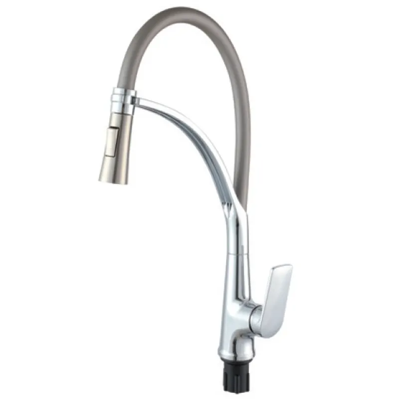 Смеситель для кухни Plamix Lucas-017 setс гибким изливом Chrome/Grey (PM0715)