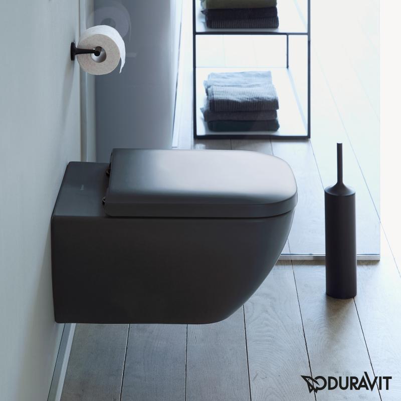 Унітаз підвісний Duravit Happy D.2 Rimless з кришкою Soft Close Чорний матовий (LM-2222098900_0064591300) - фото 2