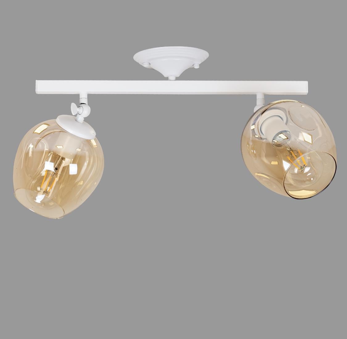 Люстра стельова на 2 лампи molecule Білий (56-XPR0231F-2 WH+BR)