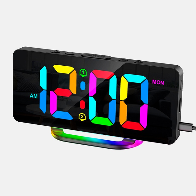 Часы настольные электронные VST 888H RGB Черный (GR-05019)