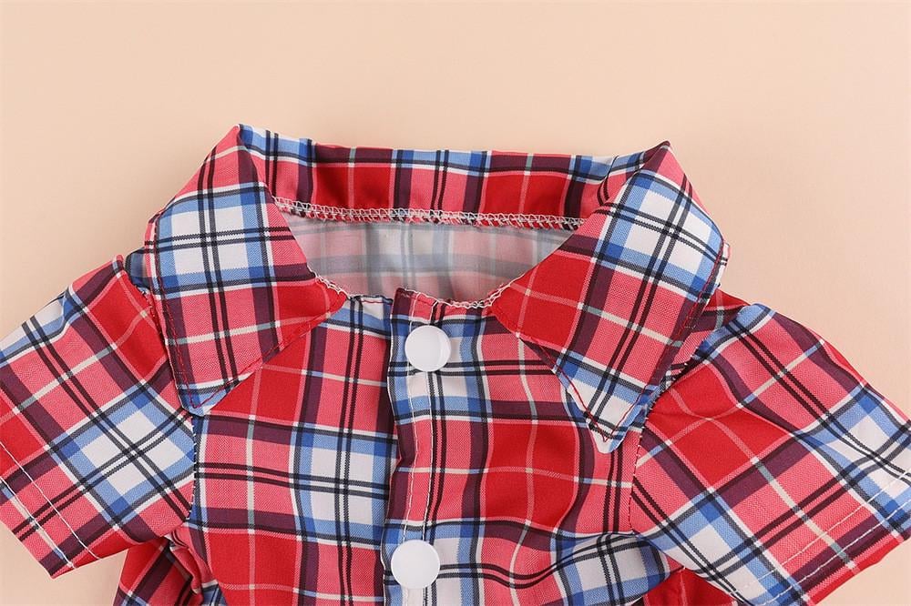 Костюм для собак джинсовий цільний з червоною сорочкою XL червоний (1C0384) - фото 6 Костюм для собак джинсовий цільний з червоною сорочкою XL червоний (1C0384) - фото 6