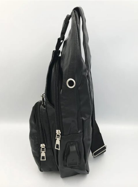 Сумка-слінг чоловіча через плече зі штучної шкіри Чорний (LR 3416 BK) - фото 8 Сумка-слінг чоловіча через плече зі штучної шкіри Чорний (LR 3416 BK) - фото 8