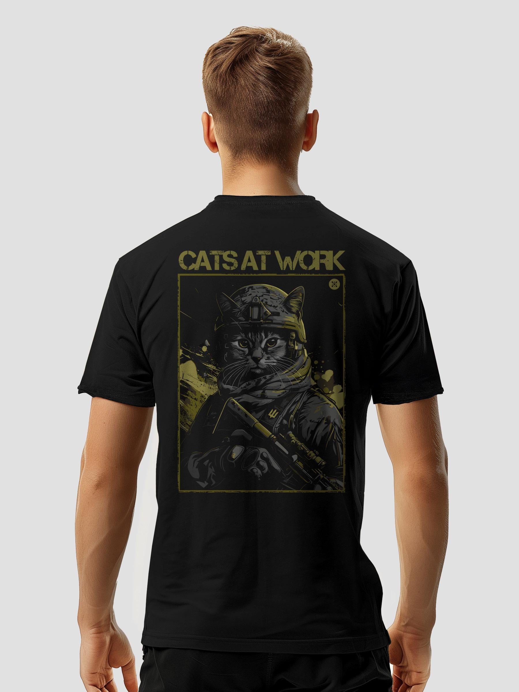 Футболка мужская "Cats at Work" 2XL Черный (CAW-TM-B2-2XL)