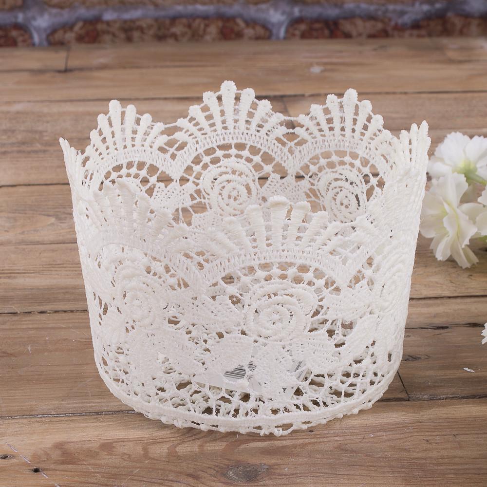 Кашпо для цветов флористическое ажурное макраме Белый (1283-1)