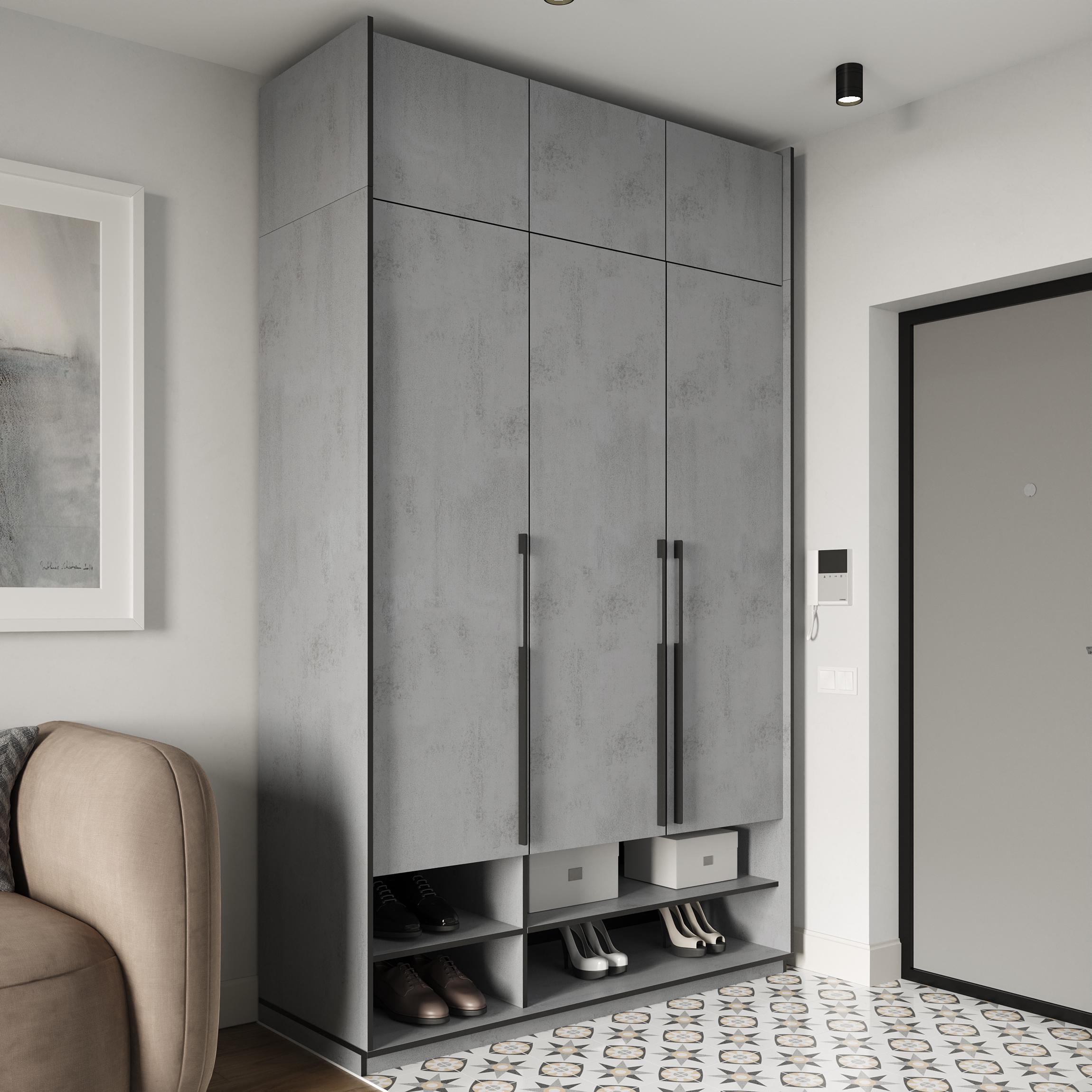 Шафа в передпокій розпашна тридверна зі штангою для одягу та антресолью 1485х2500х570 мм Бетон тефра (mr-6a-bf) - фото 1 Шафа в передпокій розпашна тридверна зі штангою для одягу та антресолью 1485х2500х570 мм Бетон тефра (mr-6a-bf) - фото 1