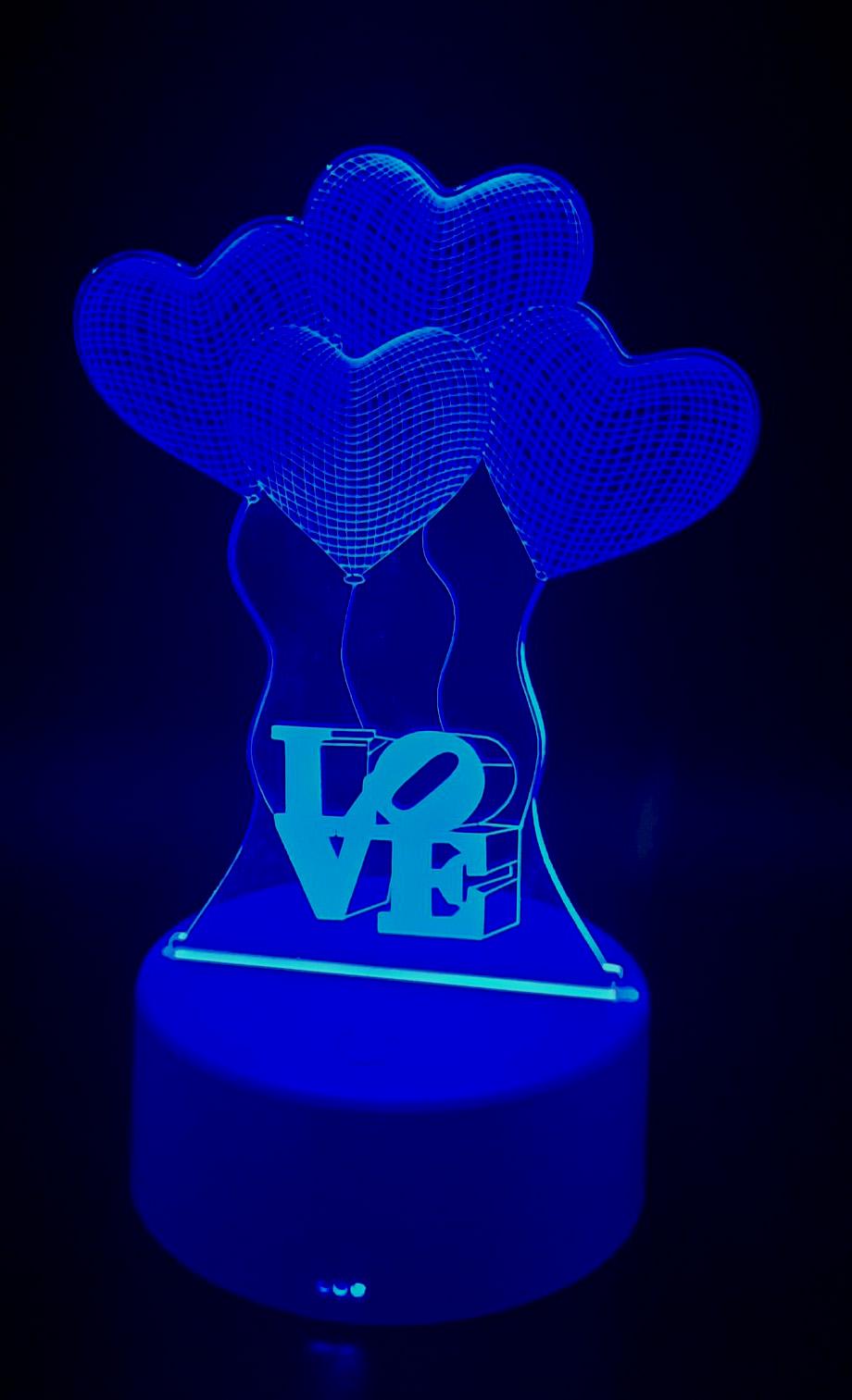 3D LED нічник світильник 16 кольорів LOVE - фото 2