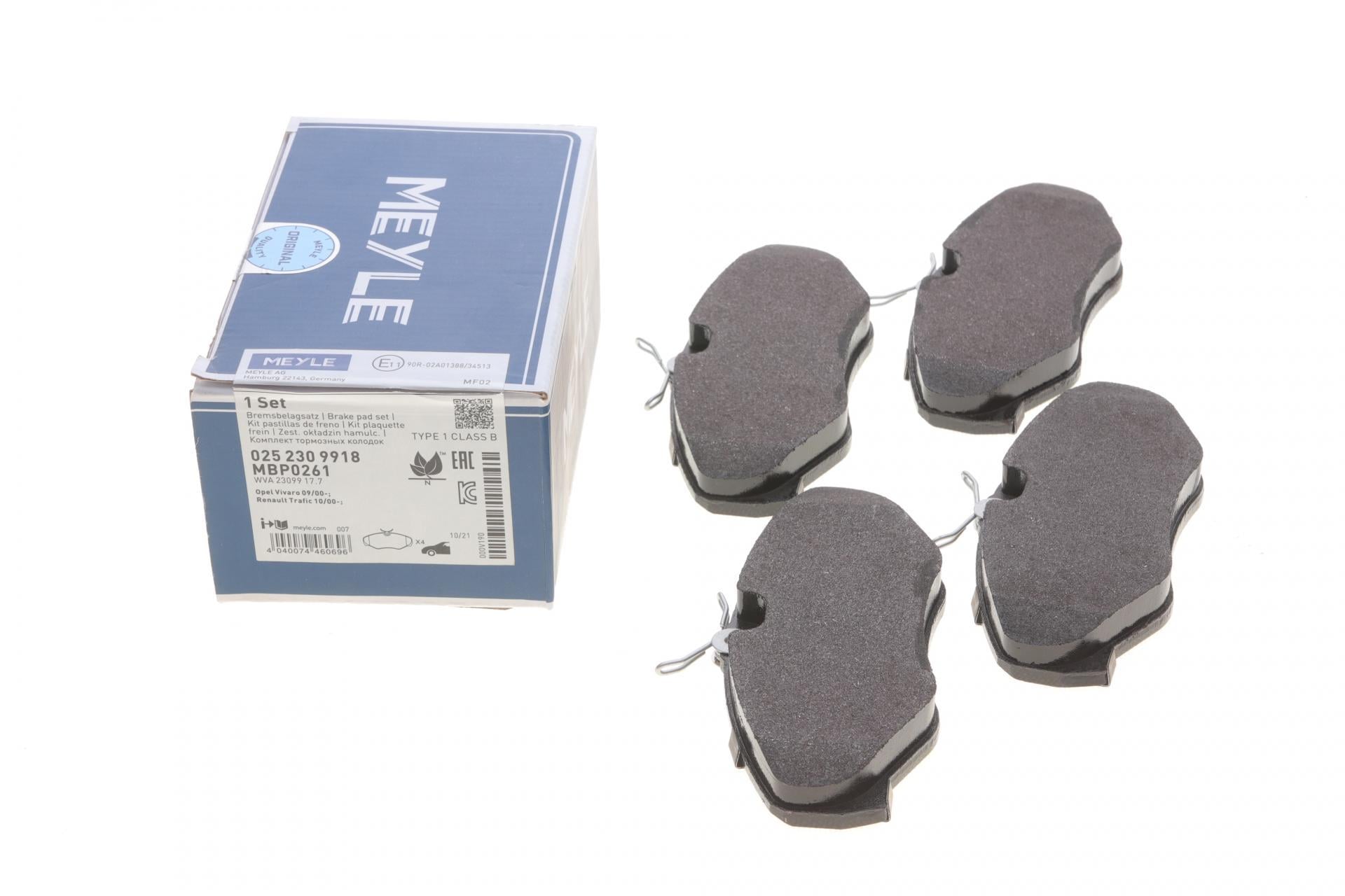Колодки гальмівні передні Meyle для Renault Trafic/Opel Vivaro 01- (025 230 9918)