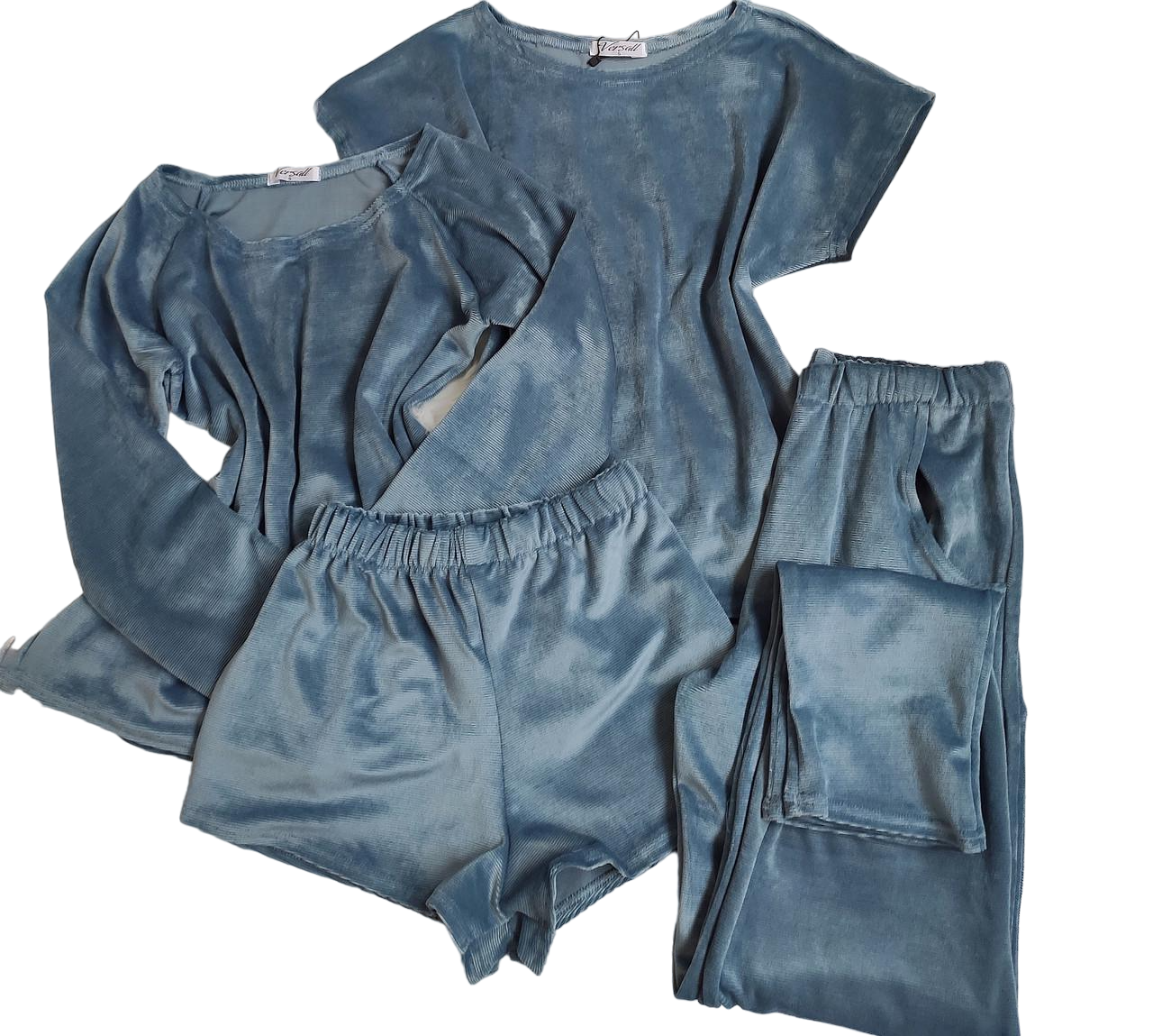 Пижама женская четверка кофта/штаны/майка/шорты из велюра L Джинсовый (6666 L jeans) Пижама женская четверка кофта/штаны/майка/шорты из велюра L Джинсовый (6666 L jeans)