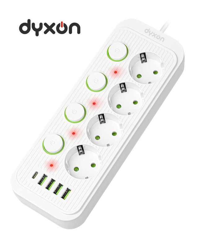 Фильтр-удлинитель сетевой DYXON 4+4 USB-A/USB-C PD/4 Power switch 2 м White - фото 2