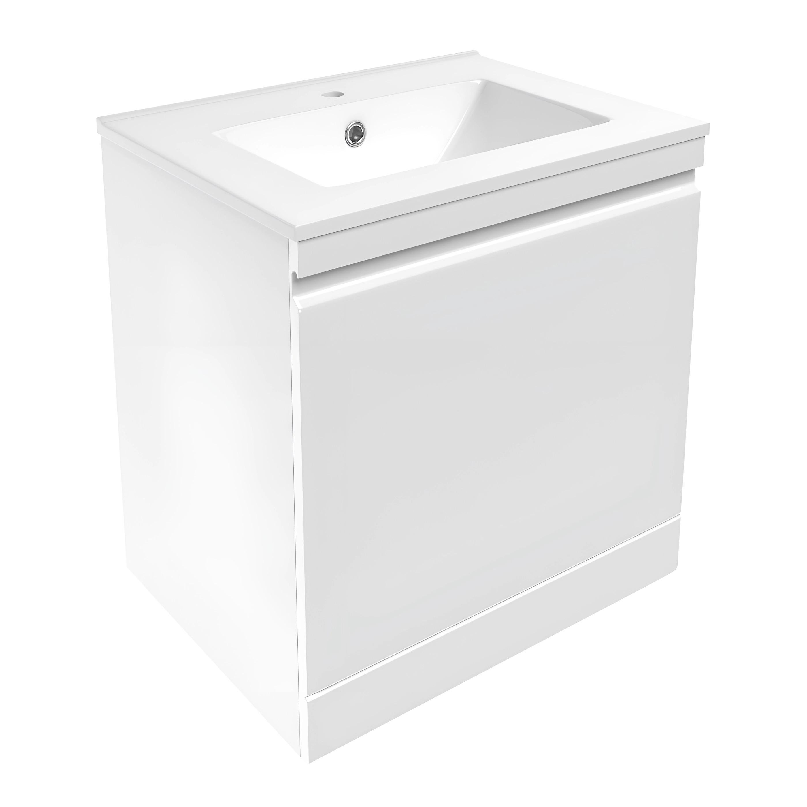 Набор мебели VOLLE ORLANDO подвесная тумба со скрытым ящиком/умывальник накладной 60 см Белый (13-01-042A)