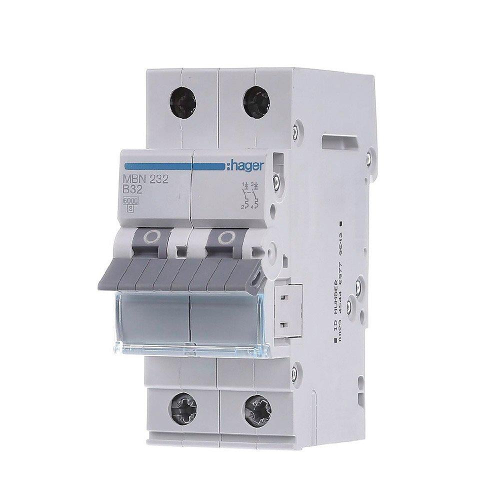 Автоматический выключатель Hager 2P 32A B 6 kA MBN232 2M