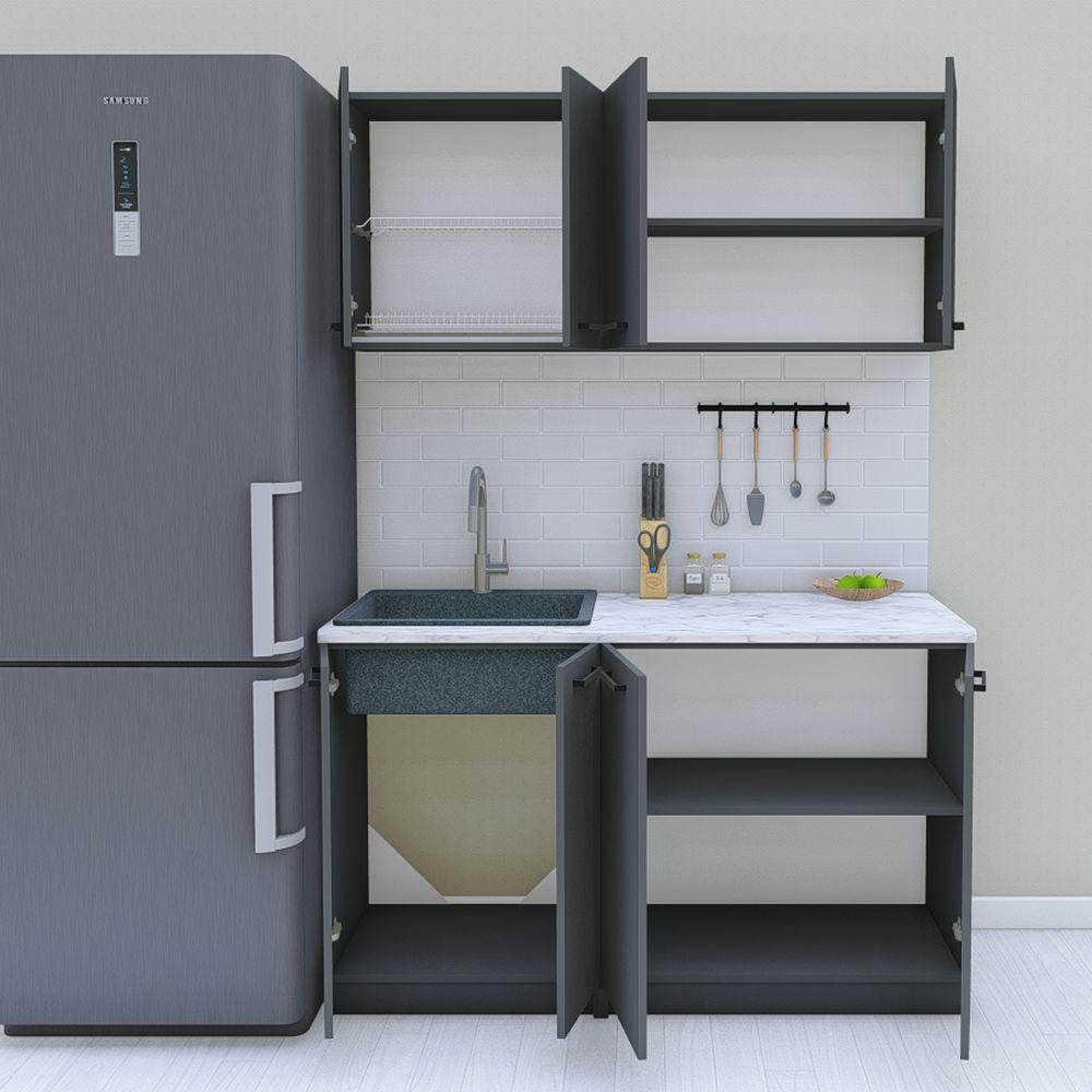 Кухня лінійна готова 1,4 м 140 см Графіт (МП47в) - фото 2 Кухня лінійна готова 1,4 м 140 см Графіт (МП47в) - фото 2