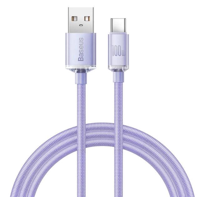 Кабель для швидкого заряджання BASEUS Crystal Shine Series USB For Type-C 100 W 5 A 2 м Purple (CAJY000505) - фото 8 Кабель для швидкого заряджання BASEUS Crystal Shine Series USB For Type-C 100 W 5 A 2 м Purple (CAJY000505) - фото 8