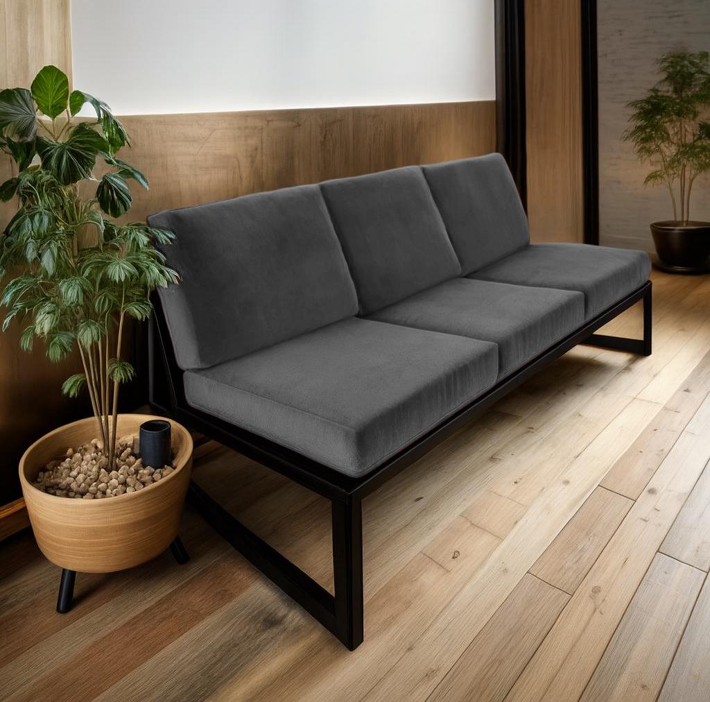 Диван металевий ТОБІ ШО Флекс/DV6 з 6 подушками для офісу дачі саду 750x1560x700 мм велюр Світло-сірий (29) - фото 1