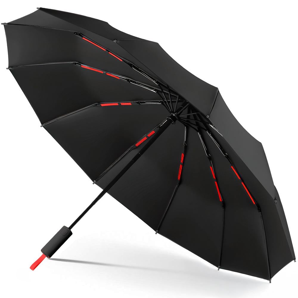 Парасолька автоматична двошарова від дощу і сонця LOSSO Elite 105 см Чорний (526301989) - фото 1