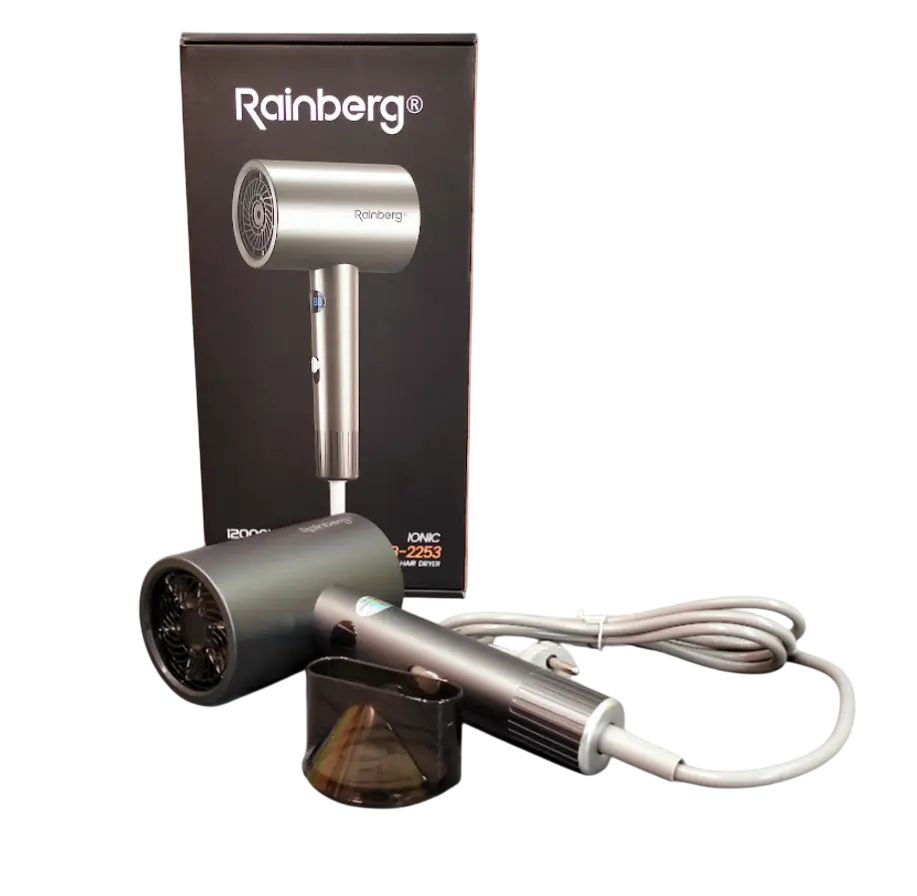 Фен для волосся з концентратором Rainberg RB-2253 12000 Вт Сірий (GR-04605)