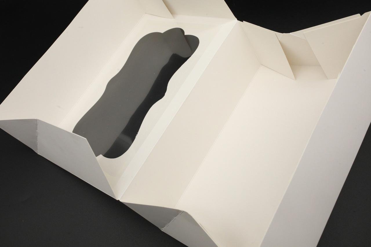 Коробка подарочная с откидной крышкой сборная с фигурным окошком 22,5х14,5х7 см Белый (OA-46) - фото 2