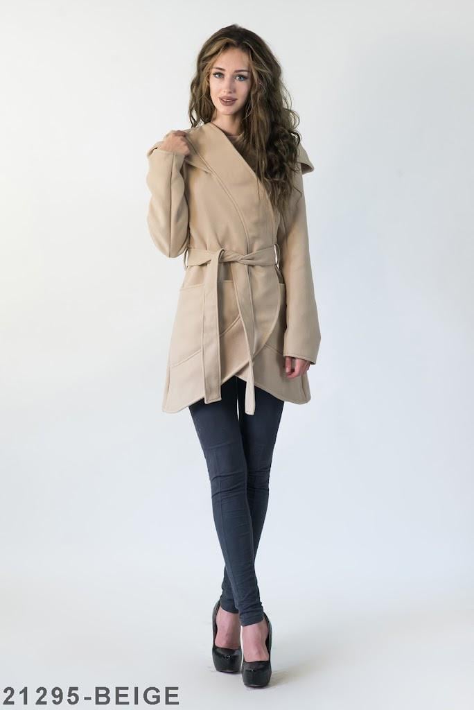 Пальто женское кашемировое с капюшоном Podium 21295-BEIGE XXL Бежевый - фото 2 Пальто женское кашемировое с капюшоном Podium 21295-BEIGE XXL Бежевый - фото 2