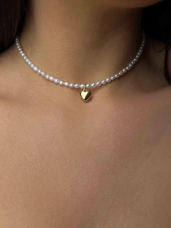 Підвіска на шию LeBijou з серцем з натуральних перлів (4714)