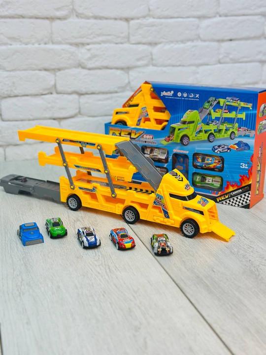 Игровой набор детский Трейлер гараж для машинок Желтый (2795382746)