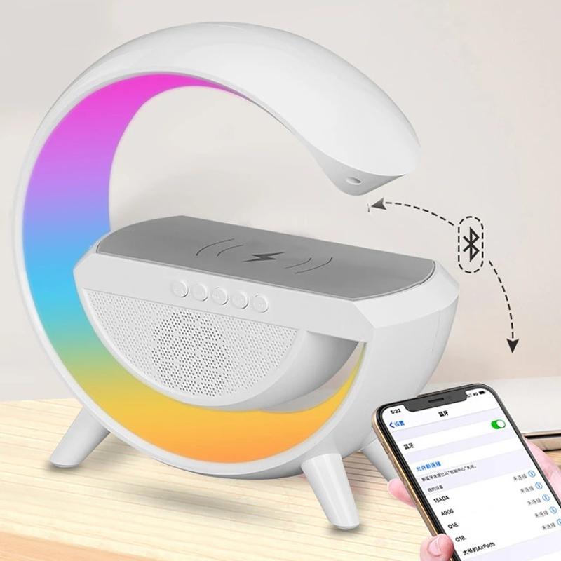 Колонка Bluetooth 3в1 SUNROZ WirelessCharger R99 RGB White - фото 14