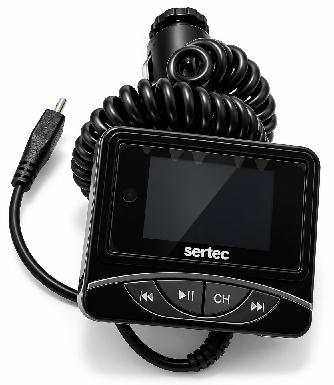 FM-модулятор автомобильный Sertec FM-250 Micro MP3 дисплей USB microSD Black (5698471)