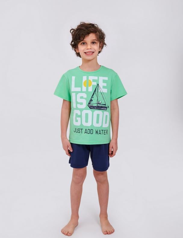 Пижама для мальчика Smil хлопок/стрейч-кулир 146 см Изумрудный (104852)