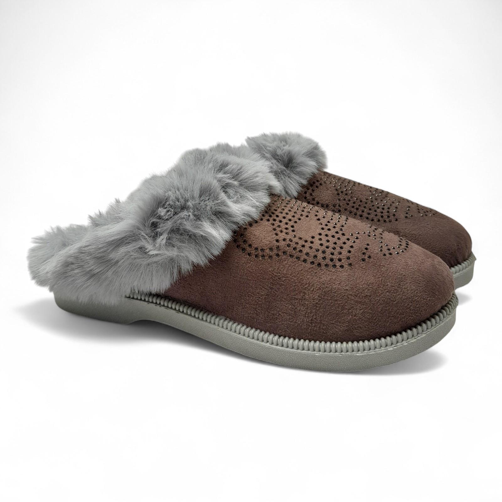 Домашние тапочки женские теплые Progress р. 41 26 см Коричневый (2786459717) - фото 2