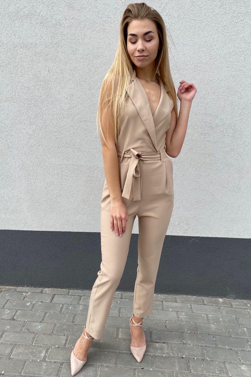 Комбинезон женский в деловом стиле Cazibe XL Бежевый (9528568)