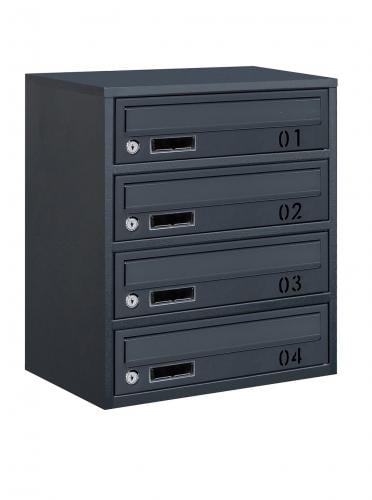 Почтовый ящик Lev-metal Е2-04.B на 4 секции 455x390x250 мм Антрацитовый (22040202)