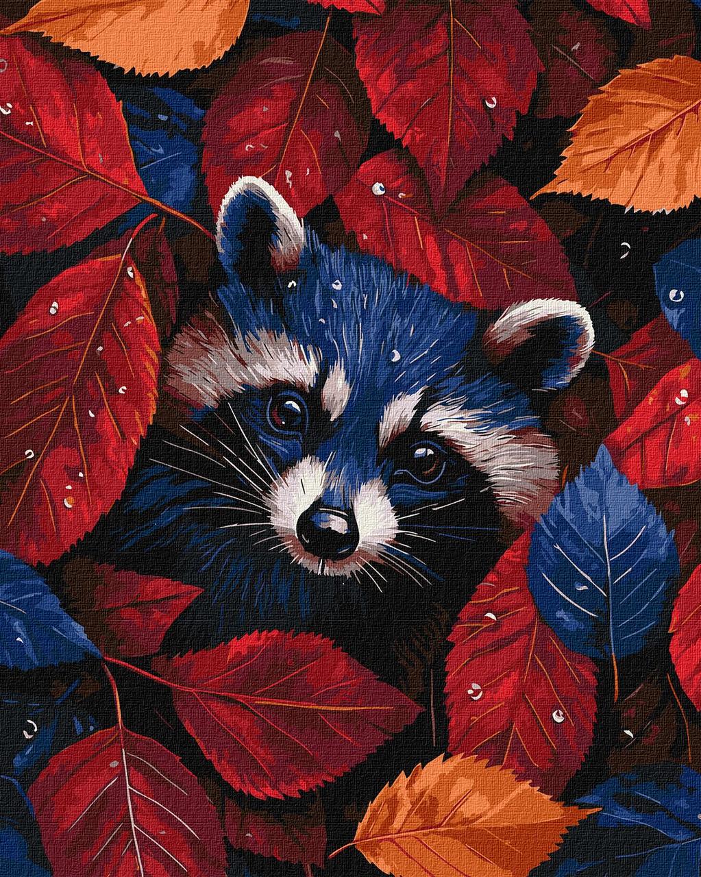 Картина за номерами Ideyka Осінній єнот тварини 40х50 см