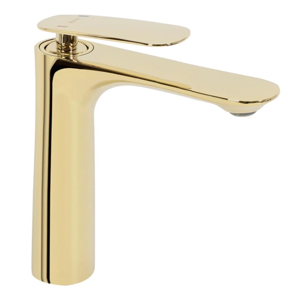Смеситель для умывальника CUBO REA BERG GOLD REA-B2041 однорычажный Золотой (134270)
