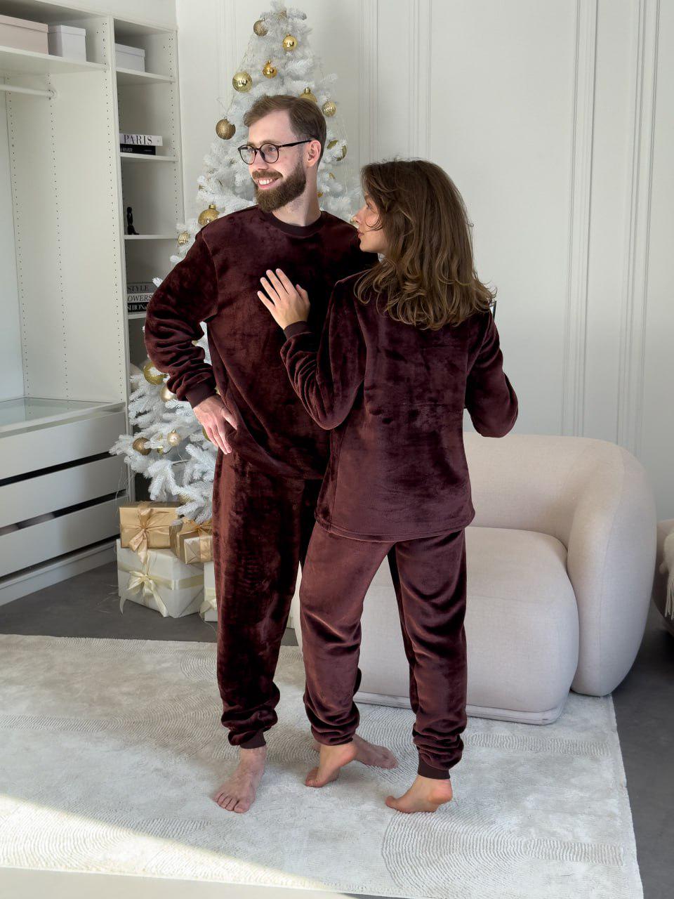 Пижамы парные женская и мужская теплая COSY Теплик XL Шоколад (VEL05051)