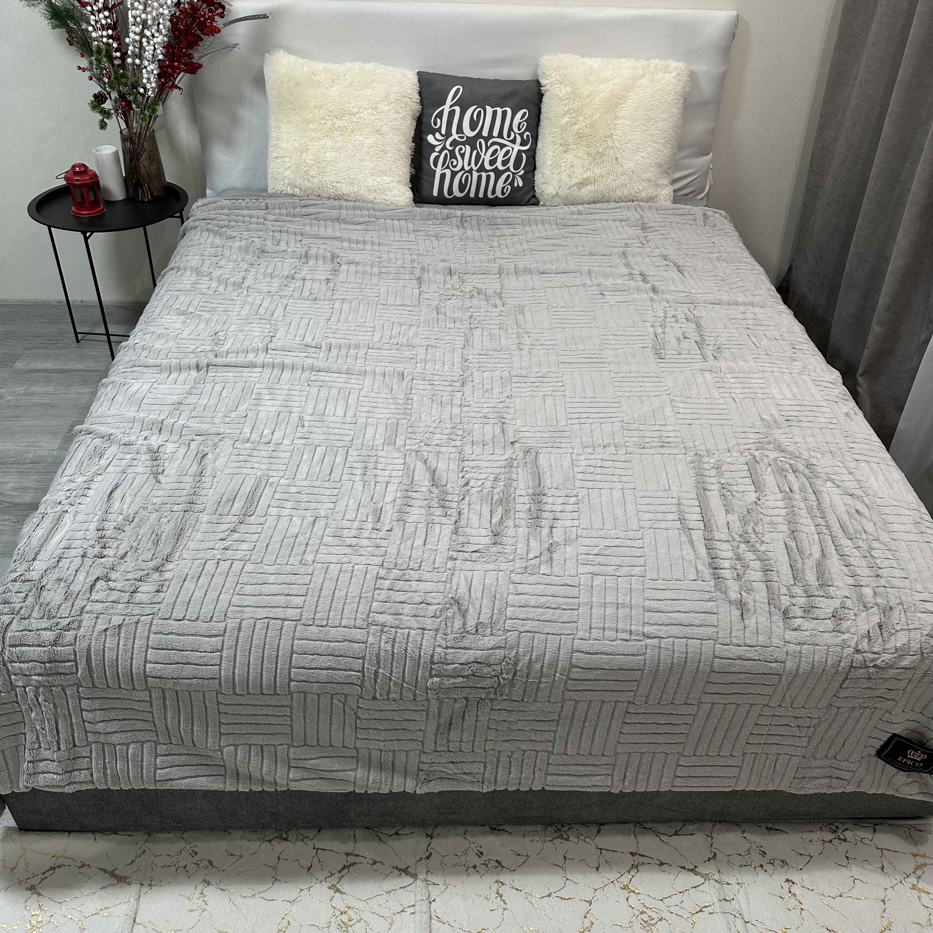 Покрывало микрофибра велюр 200х230 см Серый (30111402) - фото 3