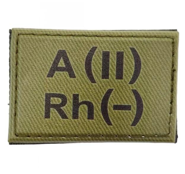 Нашивка группа крови ВСУ "A (II) Rh (-)" 30x45 мм Олива (3578326)